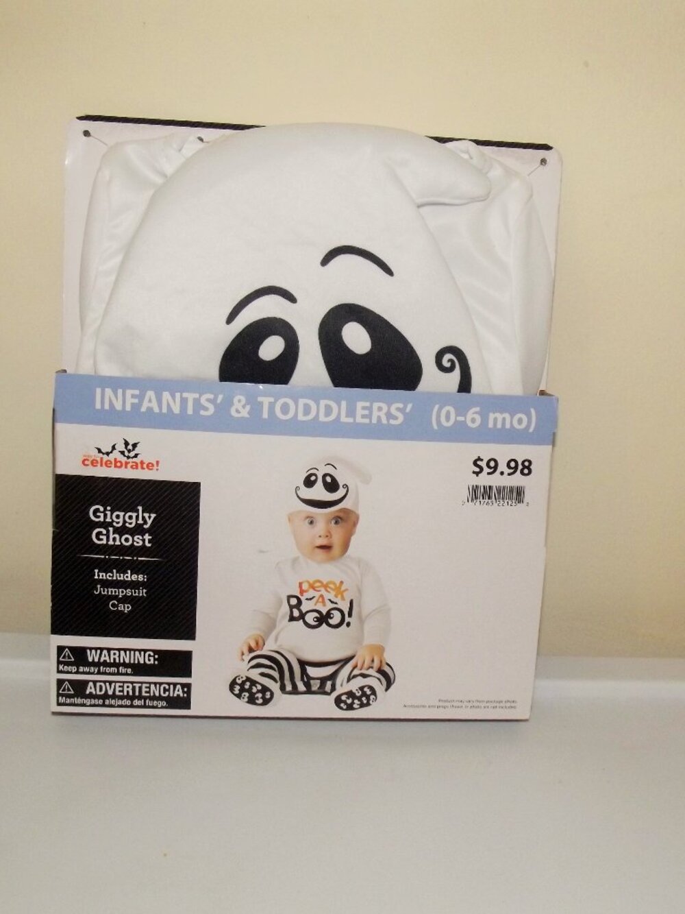 (Celebrate) Giggly Ghost (Infant & Toddlers) Halloween Costume, SZ 0- 6 Months
